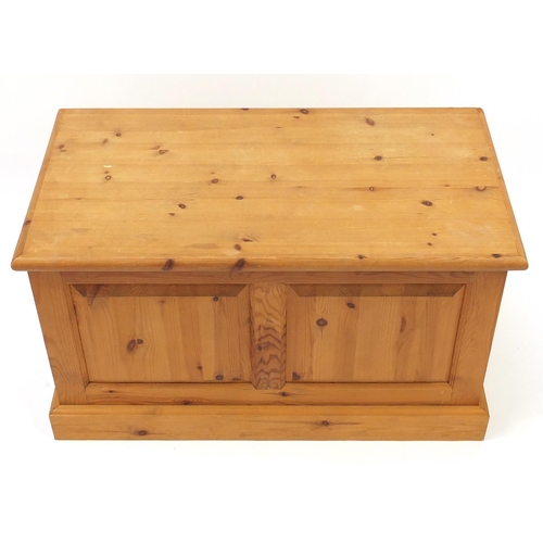 20 - Pine blanket box with fielded panels, 53cm H x 90cm W x 47cm D