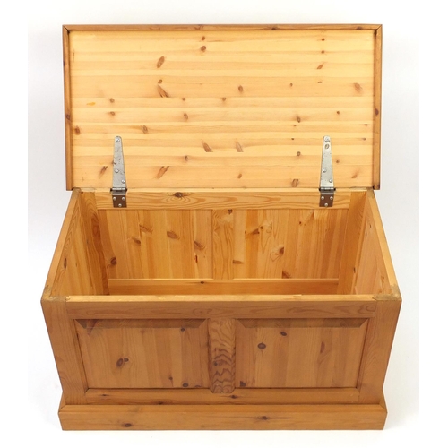 20 - Pine blanket box with fielded panels, 53cm H x 90cm W x 47cm D