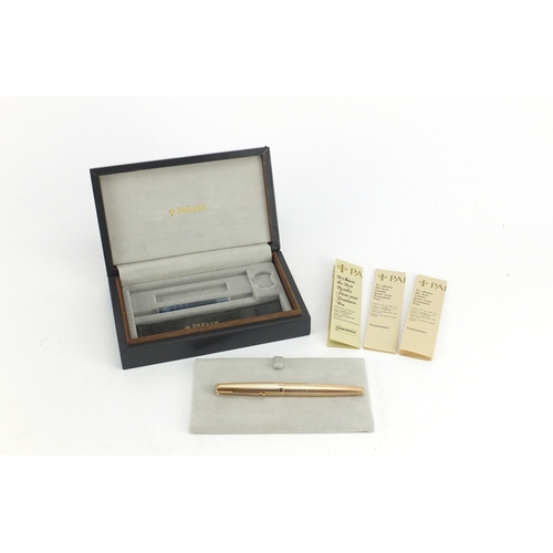 3 - Parker 61 9ct gold fountain pen with case, 21.9g