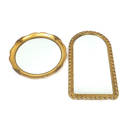 18 - Two gilt framed wall hanging mirrors, the largest 87cm x 47cm