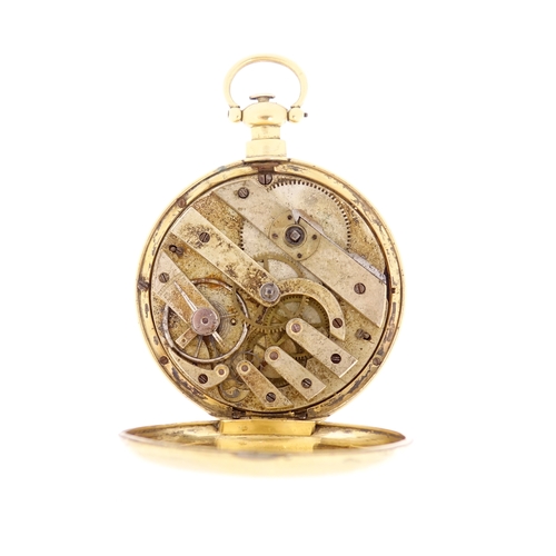 2431 - Antique gentleman's gold coloured metal pocket watch, 5.7cm in diameter, 85.6g