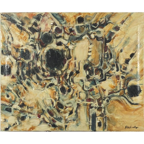 41 - Abstract composition, oil on canvas, unframed, 70cm x 62cm