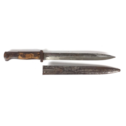 767 - German Military interest bayonet and scabbard, 40.5cm long