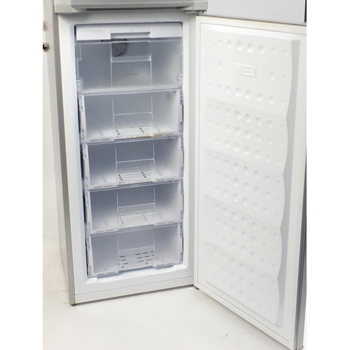 57 - Beko A+ class silver fridge freezer, 200cm H x 54cm W x 55cm D