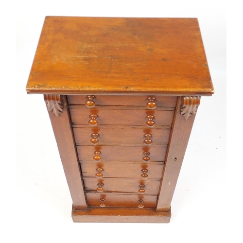 1 - Victorian stained oak seven drawer Wellington chest, 102cm H x 53cm W x 34cm D