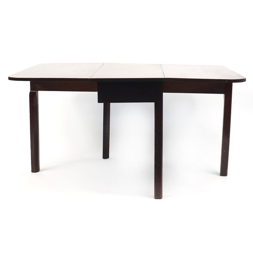 8 - Victorian mahogany drop leaf dining table, 71cm H x 150cm W x 106cm D