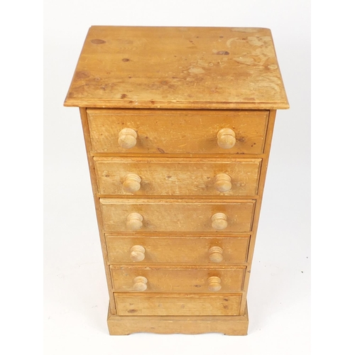 6 - Pine six drawer chest, 113cm H x 54cm W x 38cm D