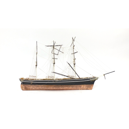 23 - Large wooden model of a rigged sailing ship, 115cm in length