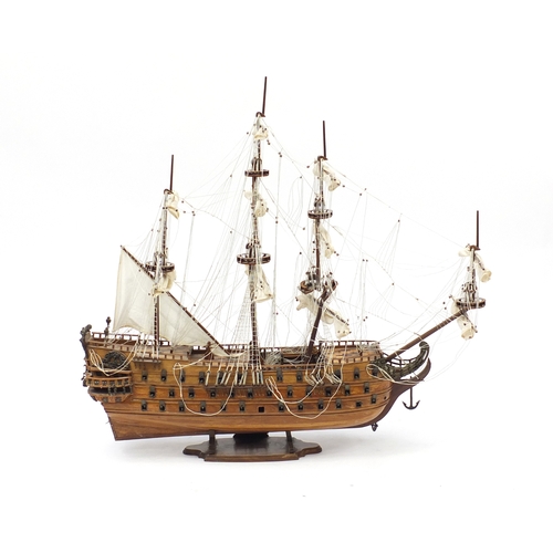 10 - Large wooden model of Le Furieux French battle ship, 80cm in length