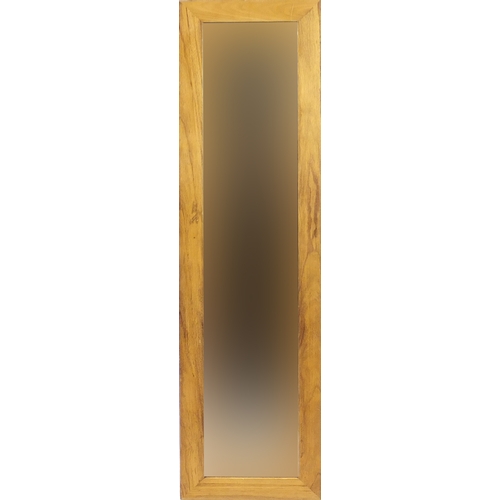 37 - Light oak framed full length easel mirror, 166cm x 44cm