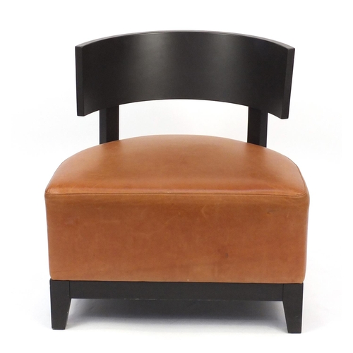 15 - Contemporary RHA reception chair with tan leather seat, 73cm high