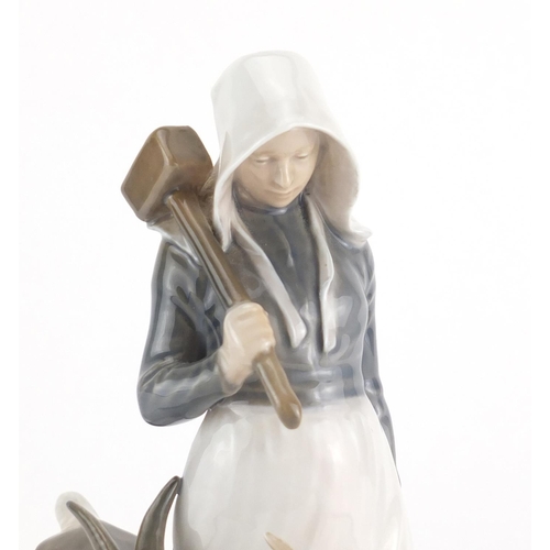 2117 - Royal Copenhagen figure of a girl with goats, number 694, 23cm high