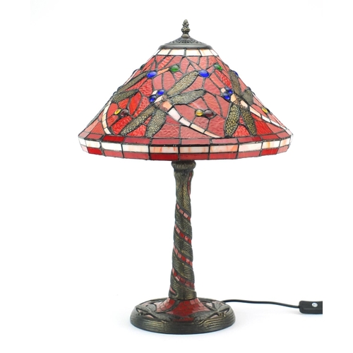 2038 - Tiffany design table lamp with dragonfly shade, 59cm high