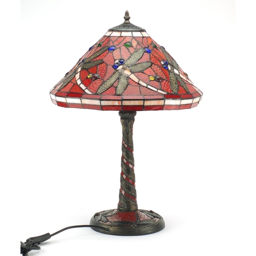 2038 - Tiffany design table lamp with dragonfly shade, 59cm high