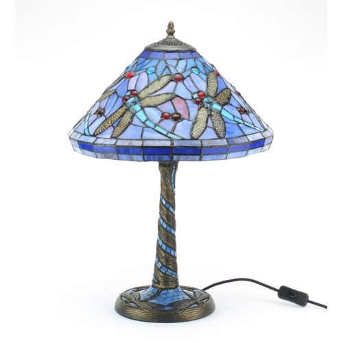 2062 - Tiffany design table lamp with dragonfly shade, 59cm high