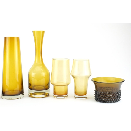 2047 - Scandinavian glassware including vases by Riihimaki, three with stamps, the largest 31cm high