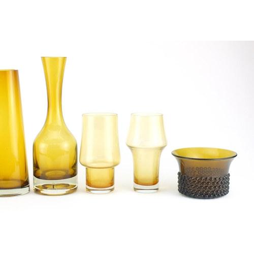 2047 - Scandinavian glassware including vases by Riihimaki, three with stamps, the largest 31cm high