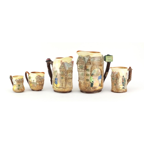 2135 - Five Royal Doulton Series Ware jugs, D6394, D6395, D6396, D6397 and D6398, the largest 20.5cm high