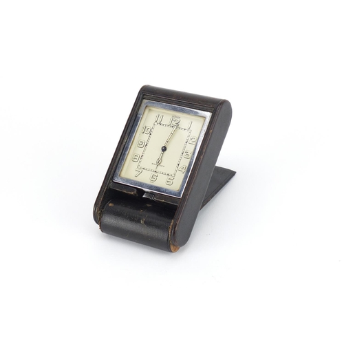 2343 - Vintage Jaeger-LeCoultre eight day travel clock, 10.5cm in length