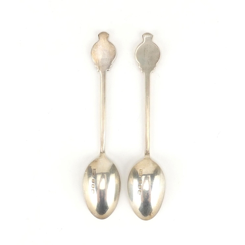 2276 - Pair of Queen Mary silver teaspoons by Josiah Williams & Co, London 1937, 12cm in length, 23.8g