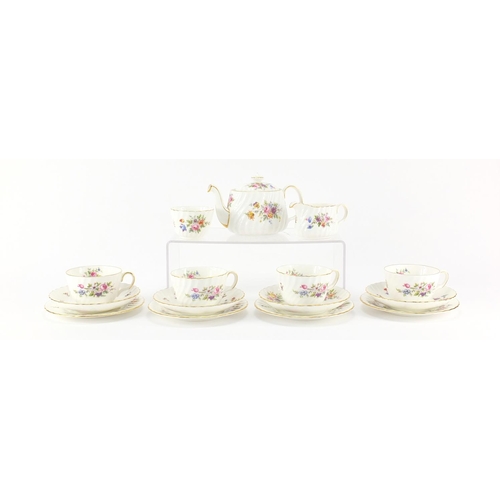 2088 - Minton Marlow teaware including teapot and trio's, the teapot 10.5cm high