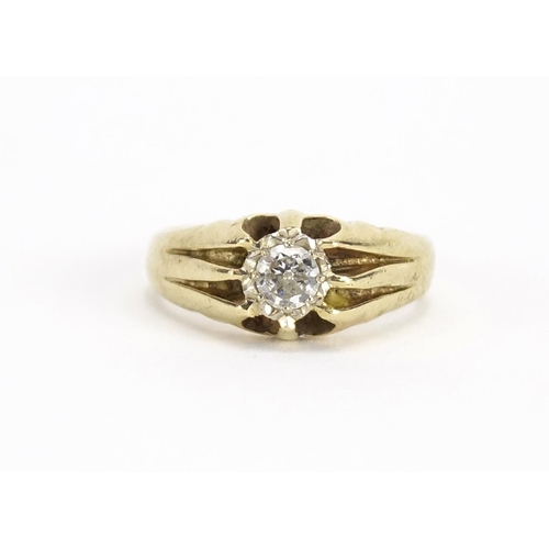 2388 - 9ct gold diamond solitaire ring, size P, 5.7g