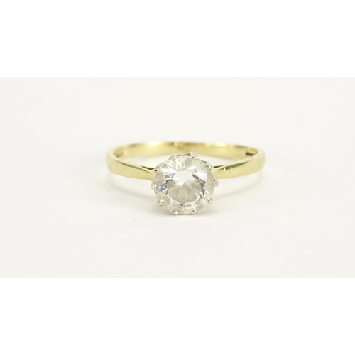 2392 - 9ct gold cubic zirconia solitaire ring, size S, 3.2g
