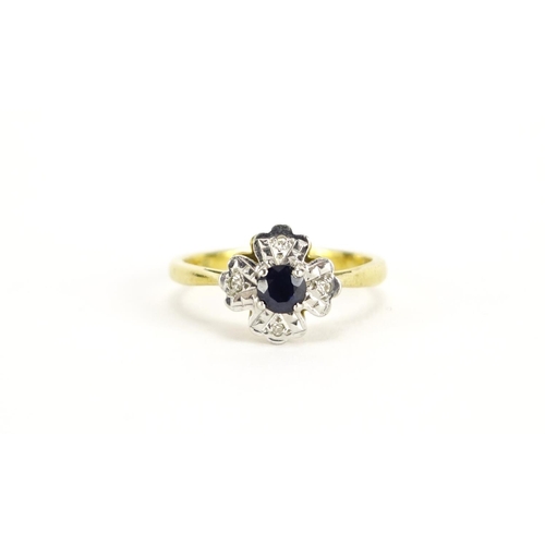2360 - 18ct gold sapphire and diamond ring, size L, 3.0g