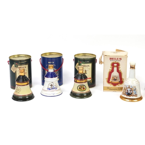 2044 - Seven Bells scotch whisky decanters with contents and boxes