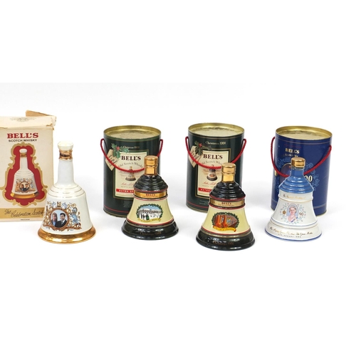 2044 - Seven Bells scotch whisky decanters with contents and boxes