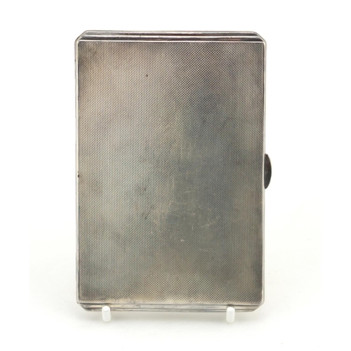 2245 - Rectangular silver cigarette case with engine turned decoration, E J E Birmingham 1941, 12.5cm in le... 