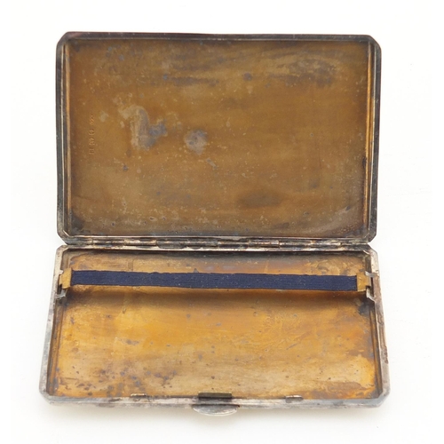 2245 - Rectangular silver cigarette case with engine turned decoration, E J E Birmingham 1941, 12.5cm in le... 