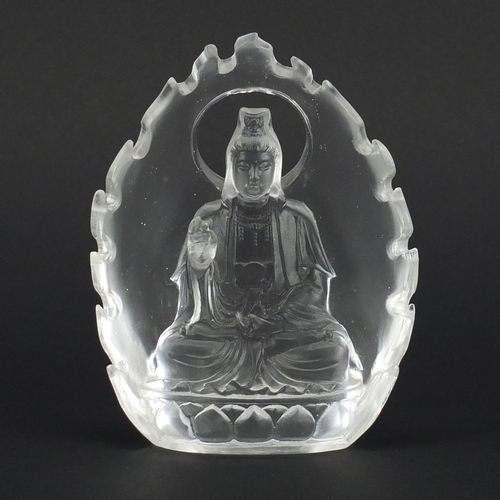 2116 - Chinese crystal carving of Guanyin, 12cm high