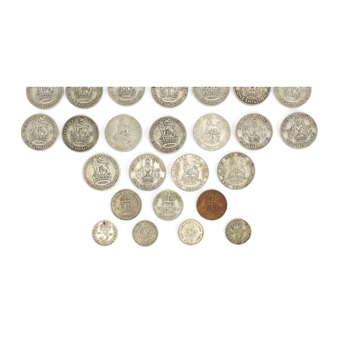 2318 - British pre 1947 shillings, 235.0g