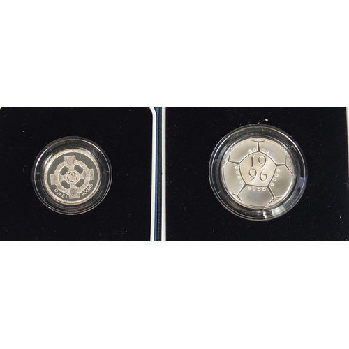 2337 - Two 1996 silver proof coins including a celebration of football two pound coin
