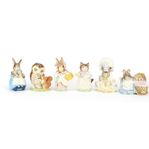 2211 - Nine Royal Albert Beatrix Potter figures including Lady Mouse, Old Mr Brown and Hunca Munca, the lar... 