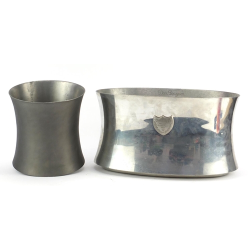 2040 - Two Dom Pérignon champagne metal ice buckets, the largest 39.5cm wide