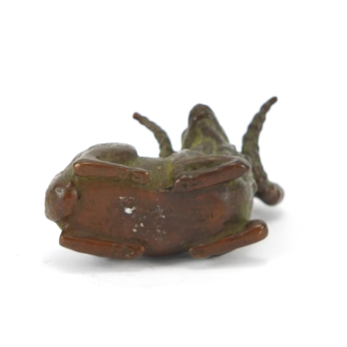 2290 - Japanese patinated bronze ram, impressed marks to the base, 6cm wide