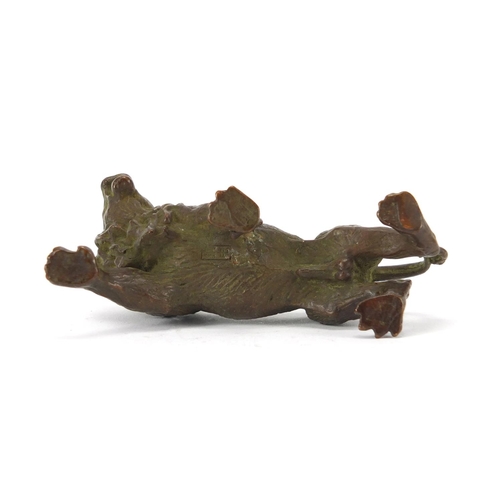 2284 - Japanese patinated bronze lion, impressed marks to the underside, 8cm in length