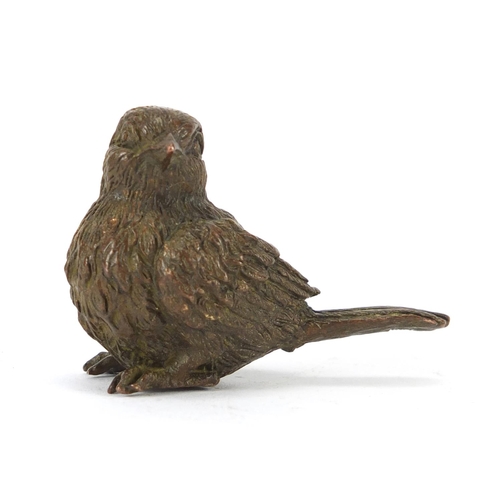 2288 - Japanese patinated bronze chick, impressed marks to the underside, 4cm high