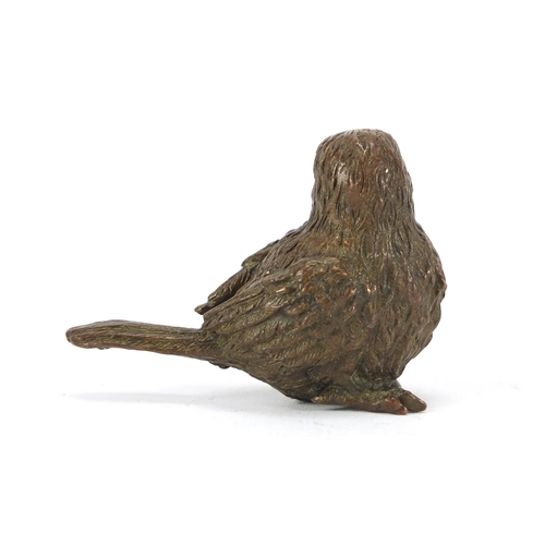 2288 - Japanese patinated bronze chick, impressed marks to the underside, 4cm high