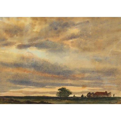 2279 - Cottages in a landscape, Irish school watercolour, bearing a signature Percy French, mounted unframe... 