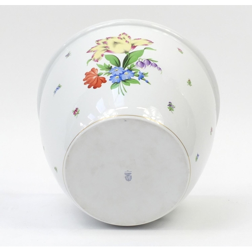 2021 - Large Herend of Hungary porcelain planter hand painted with flowers, 31cm high x 41cm in diameter
