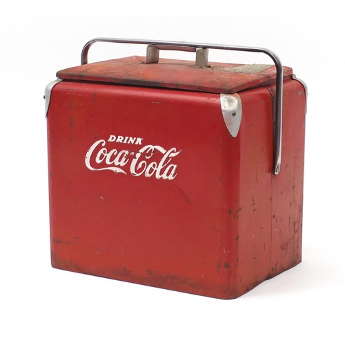 2020 - Vintage Coca Cola ice cooler, 48cm H x 49cm W x 33cm D