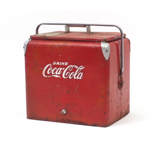 2020 - Vintage Coca Cola ice cooler, 48cm H x 49cm W x 33cm D
