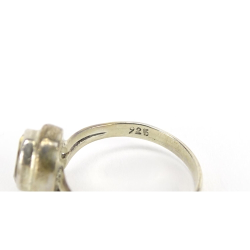 2465 - Ten silver semi precious stone rings, various sizes, 27.3g