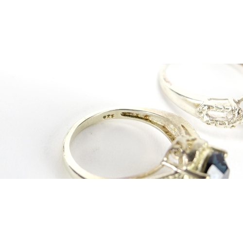 2444 - Ten silver semi precious stone rings, various sizes, 26.0g