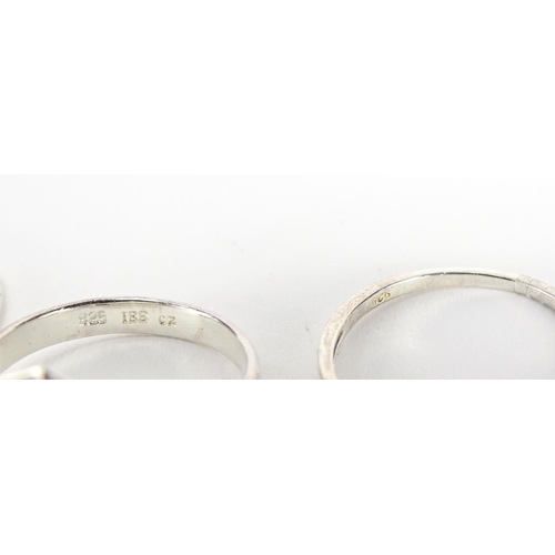 2394 - Ten silver semi precious stone rings, various sizes, 25.4g
