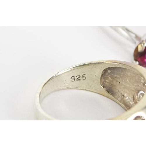2368 - Ten silver semi precious stone rings, various sizes, 24.5g