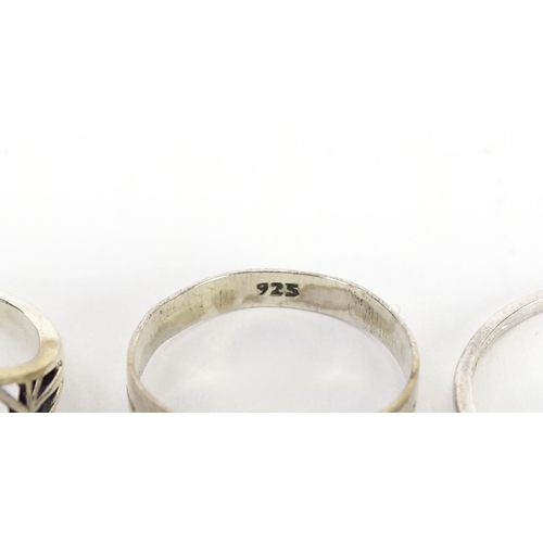 2355 - Ten silver semi precious stone rings, various sizes, 22.0g